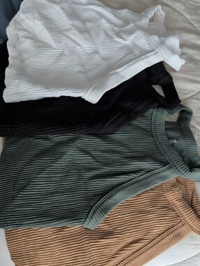 Ribbed Tank Top Pack - White, Black, Olive, Tan